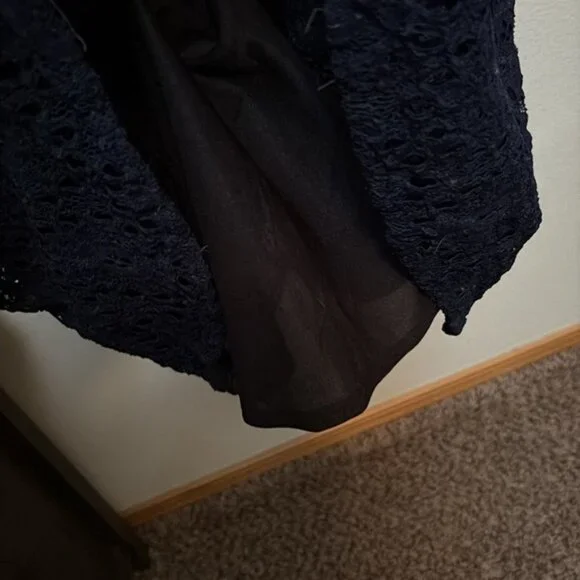 EShakti Women’s Navy Lace & Black smocked waist dress, pockets, Sz 12 - Picture 9 of 12